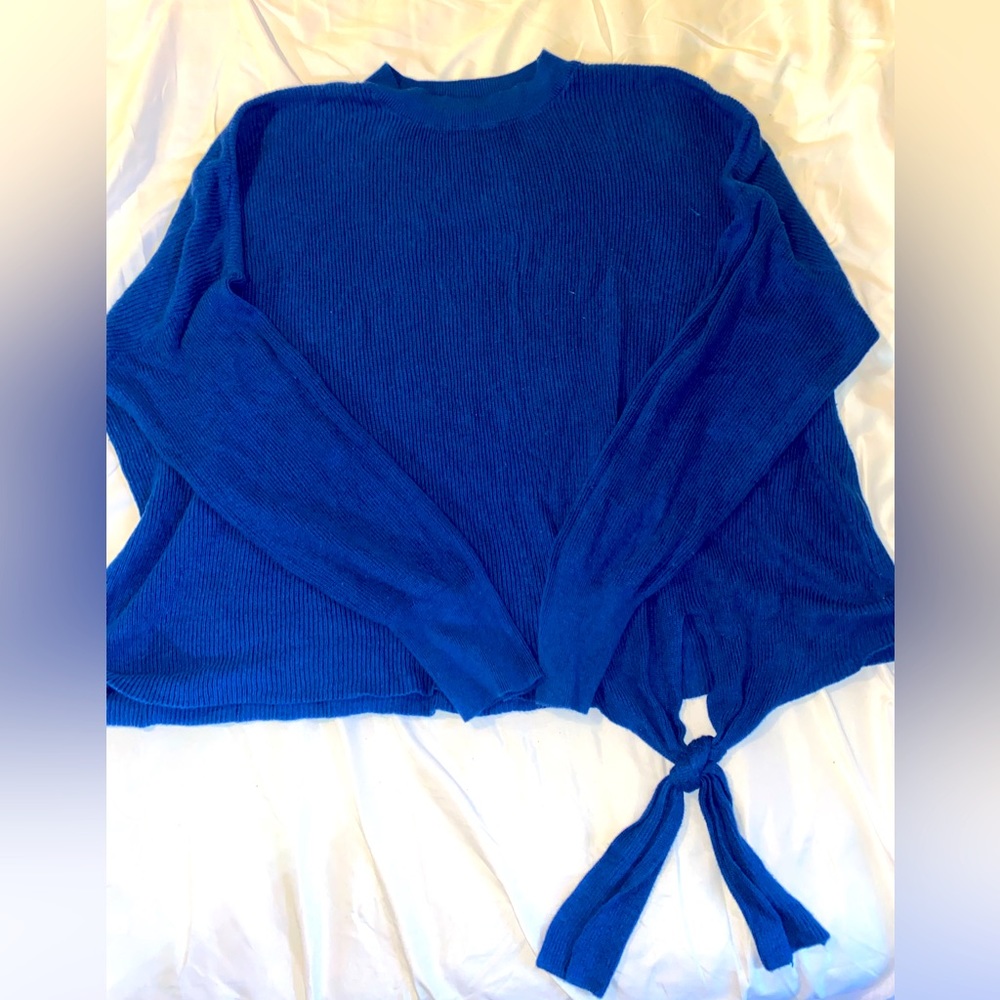 Abound crew neck cropped blue sweater